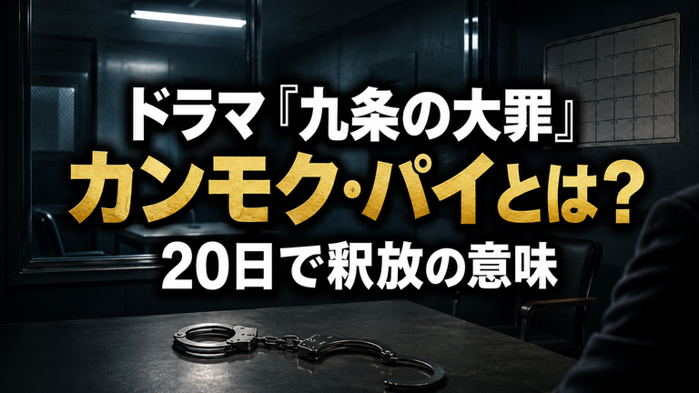 ドラマ『九条の大罪』カンモク・パイとは？20日で釈放される意味と法律用語を解説