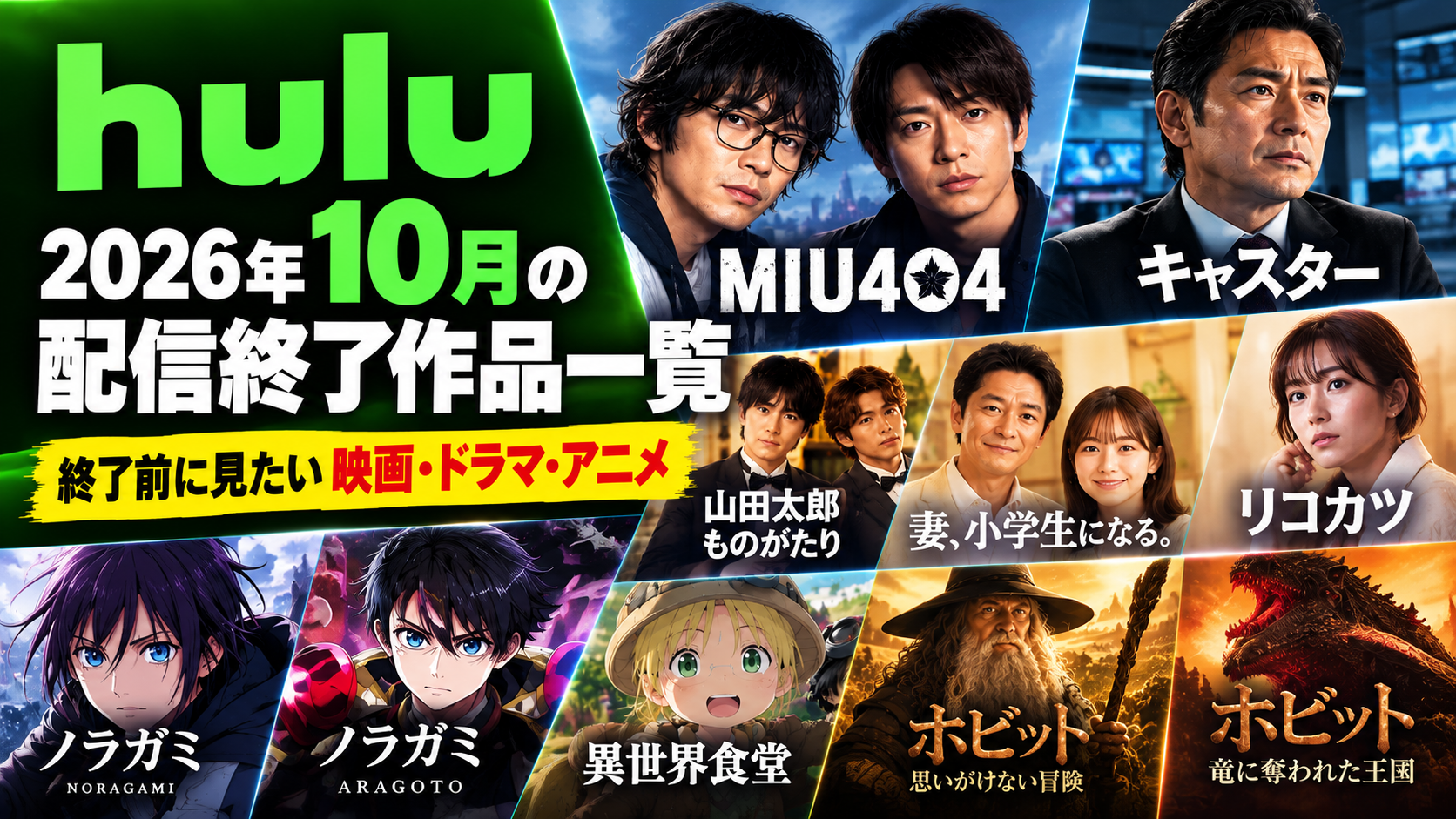 Hulu 2026年10月の配信終了作品一覧